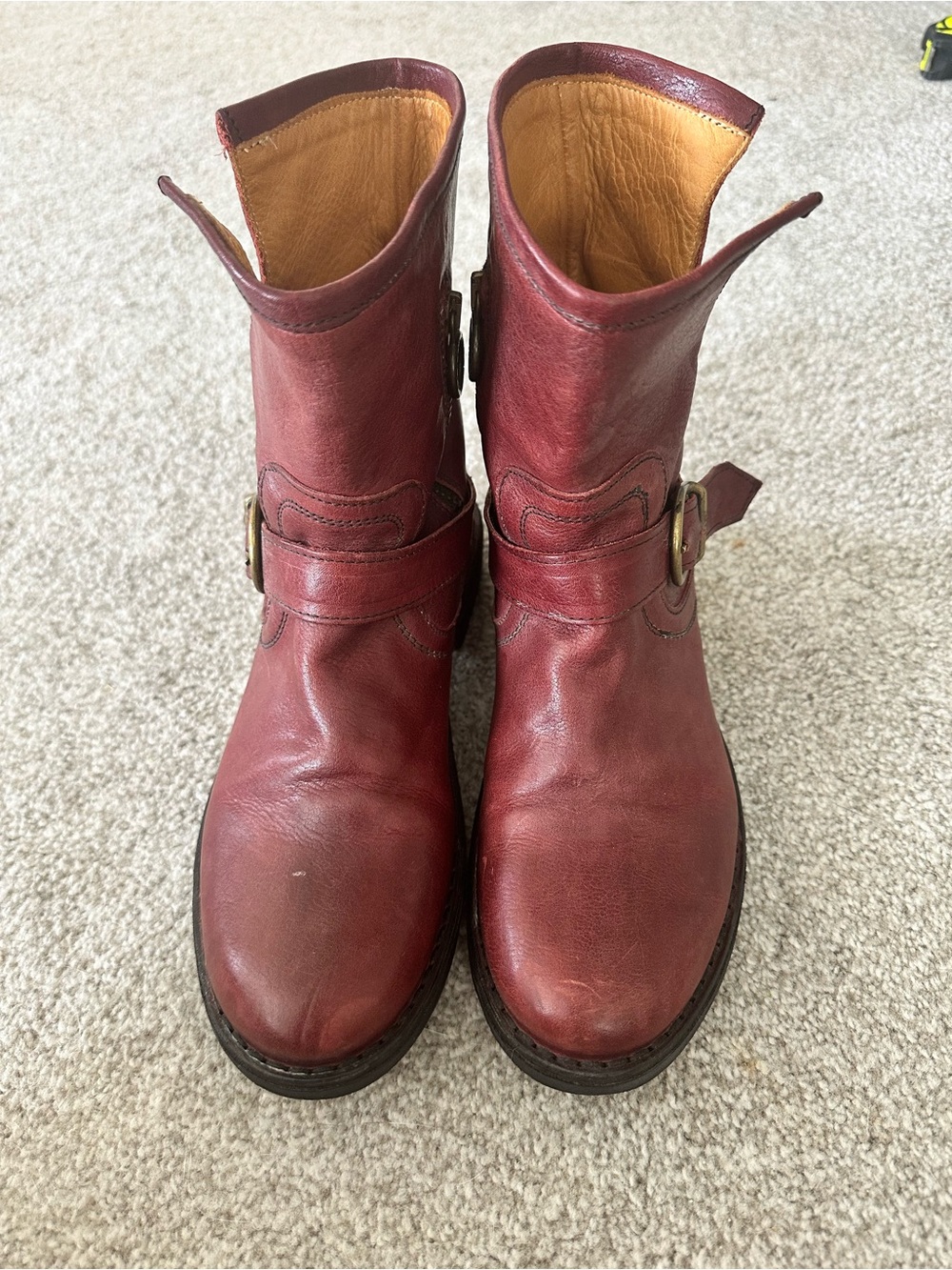Fiorentini + Baker Deep Red Ankle Boots with Buckle Size 8.5 (38.5 Euro) - Picture 3 of 6